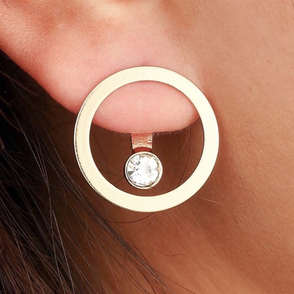 2/$20! Gold Circles w/Floating CZ Earring Jackets - Picture 3 of 9